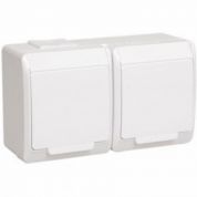 РСб22-3-ГПБб розетка 2м с з/к и крышкой о/у бел.ИЭК